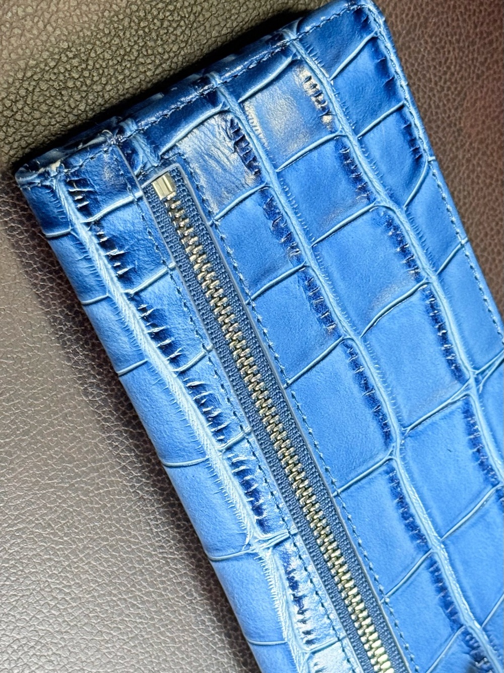 Brahmin Ady Blue Croc-Embossed Leather Wallet - Picture 6 of 11